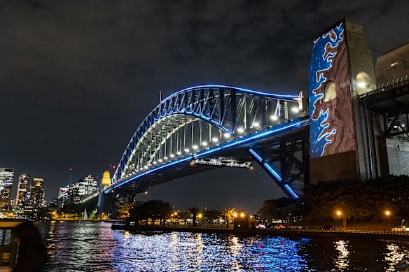 The Sydney Harbour Bridge was bathed in light to commemorate its 90th anniversary on March 17, 2022. 