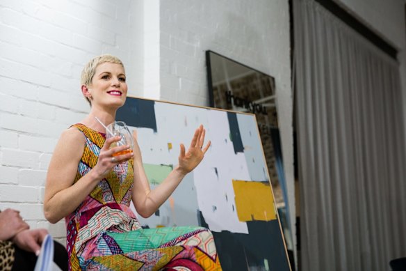 Sarah Kelk, artist and designer, overseeing a painting class by Thankyou to celebrate their collaboration at the Two Birds Talking event space in Redfern on Tuesday, September 4, 2018.