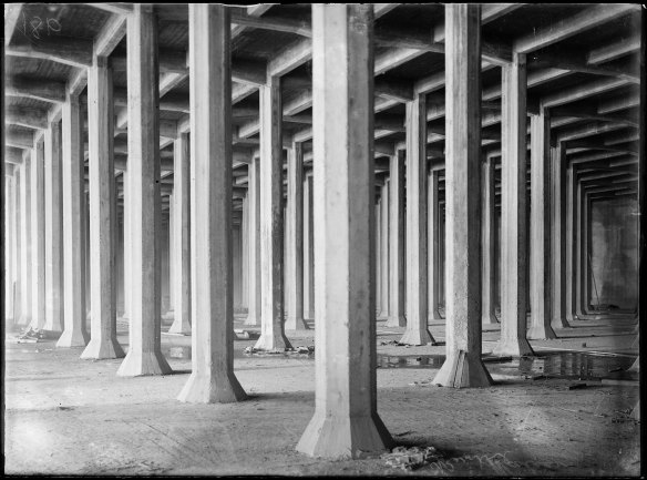Pillars in the Centennial Park Reservoir, in the 1930s.