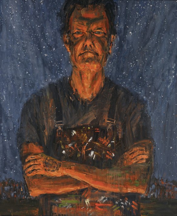 Adam Hill (aka Blak Douglas) painted by Euan Macleod. Oil on polyester, 180 x 150.5 cm. © the artist.
