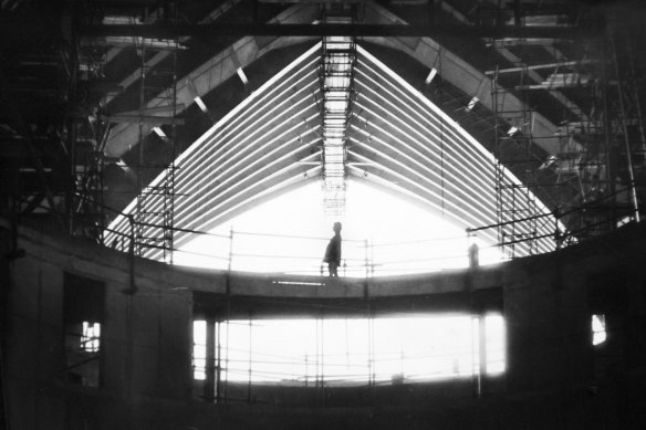 Architect Anita Levy working on-site at the Sydney Opera House while pregnant.