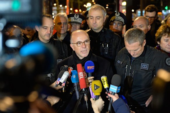 French Interior Minister Bernard Cazeneuve speaks to the media after a hostage situation in a kosher deli at Port de Vincennes.