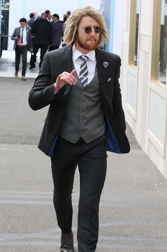 Essendon AFL player Dyson Heppell at The Birdcage on Derby Day 2018.