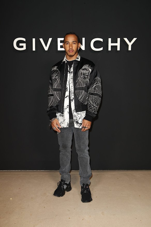 Lewis Hamilton attends Givenchy Paris Fashion Week Womenswear Fall/Winter 2019/2020.