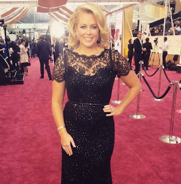 Sunrise host Samantha Armytage at the 2015 Oscars.  