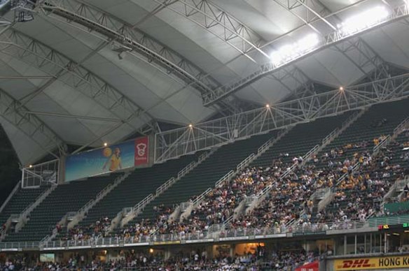 Empty seats in the upper tier.