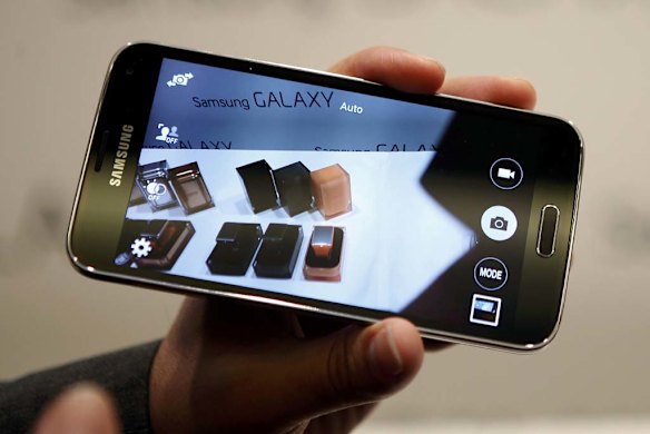 The Samsung Galaxy S5 smartphone.