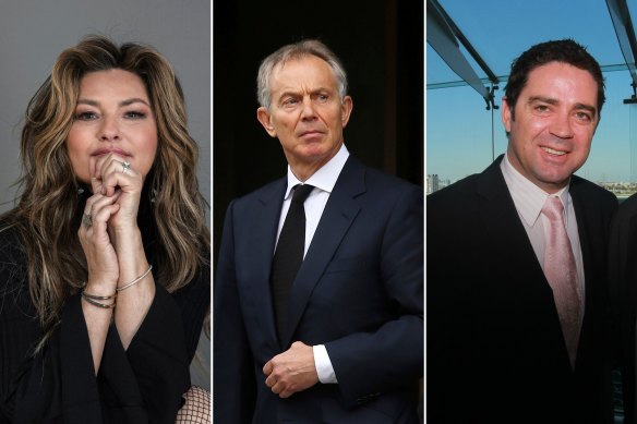 From left: singer Shania Twain’s first husband cheated on her with a friend; former British prime minister Tony Blair’s “close” relatio<em></em>nship with Rupert Murdoch’s wife Wendi Deng reportedly broke up the marriage, and one-time AFL great Garry Lyon had a relatio<em></em>nship with the wife of his best friend, Billy Brownless. 