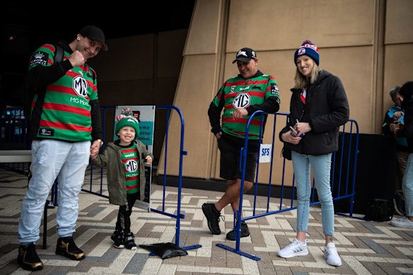 Rabbitohs supporters arrive for the game.