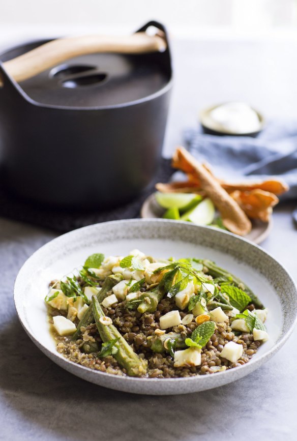 Feel free to swap okra for green beans in this hearty dhal from Karen Martini. 