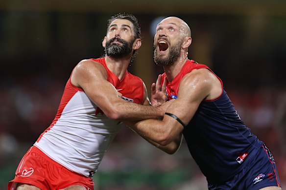 Big boys: Brodie Grundy and Max Gawn will have pivotal roles to play over the final fortnight of the season.