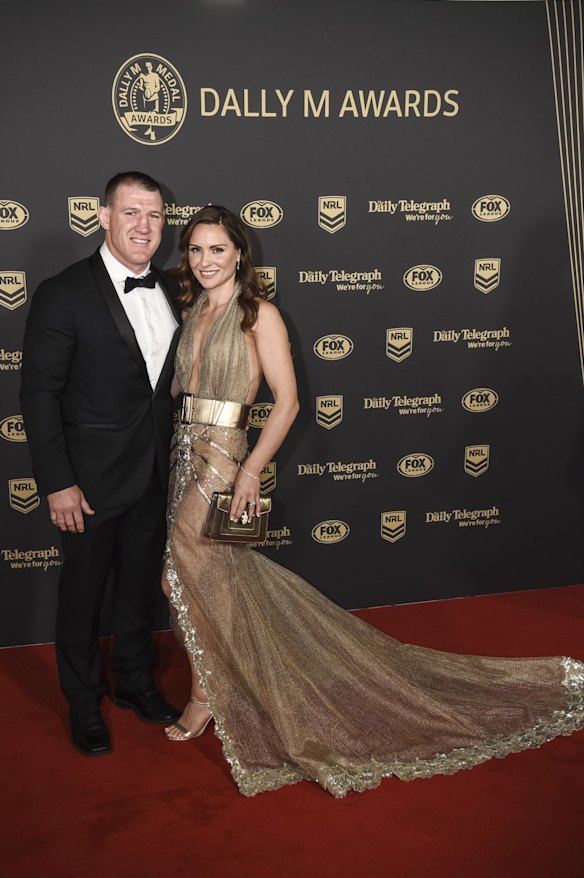 Paul Gallen and Anne Gallen arrive on the red carpet at the Dally M Awards.