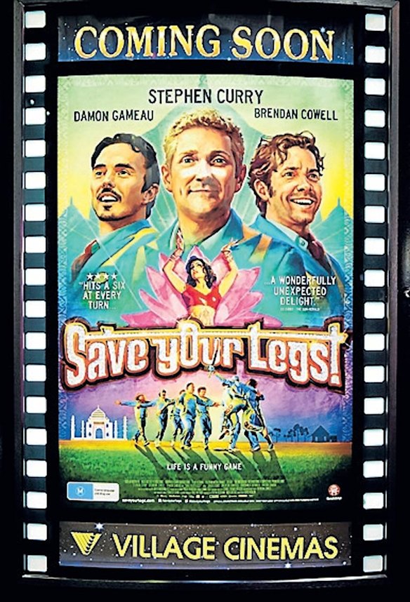 A poster at the premiere of 'Save Your Legs'.