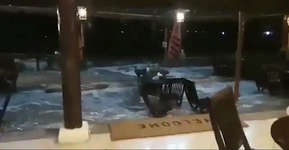 Photo inside a restaurant of when the tsunami struck. 