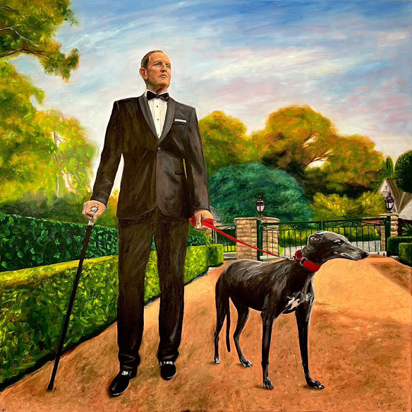 “Double Act” portrait of Todd McKenney and his greyhound Nancye Hayes.
