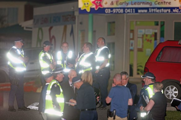 Police at the scene of the Endeavour Hills shooting.