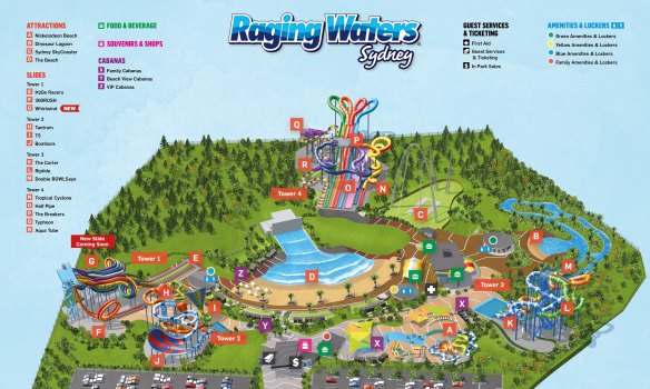 A map of the newly renamed Raging Waters Sydney. 