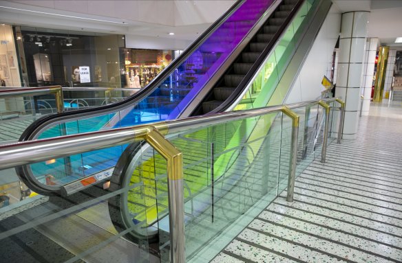 An empty shopping centre floor.