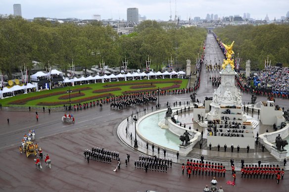 King Charles III and Queen Camilla leave Buckingham Palace for Westminster Abbey.