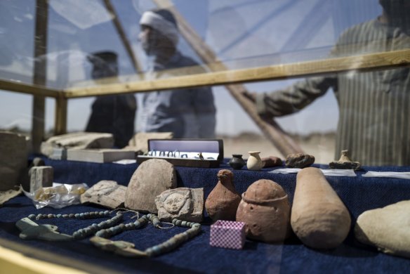 Items that are part of the discovery of a 3000 year-old lost city, are displayed in Luxor.