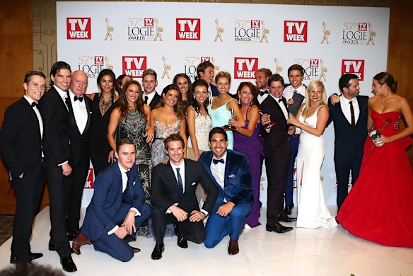 The cast of <i>Home and Away</i>, the long-running Australian soap inducted into the Hall of Fame.