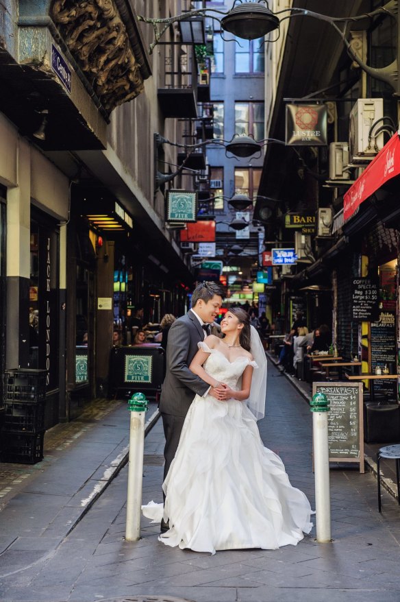 DeGraves Street provides a scenic backdrop for Su San and Augustine. 