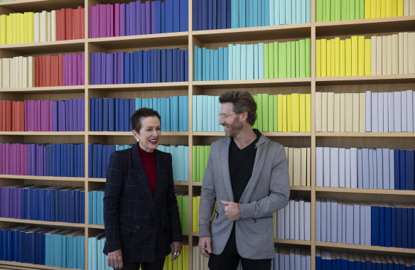 Lord Mayor Clover Moore and City of Sydney senior design manager Chris McBride at Green Square Library.