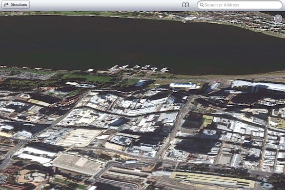 Perth up close on Apple Maps.