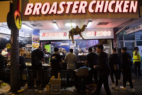 One of the chicken stalls that spring up in the evening on Haldon Street.  