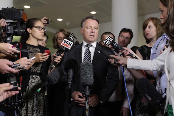 Chief Government Whip Joel Fitzgibbon speaks to media follwoing the ballot.