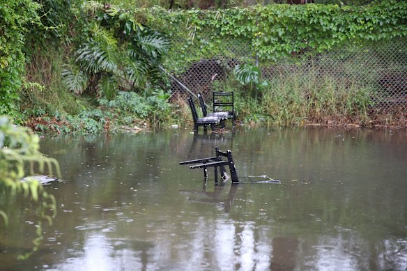 Abandoned chairs float at the end of Walter Street in Leichardt.