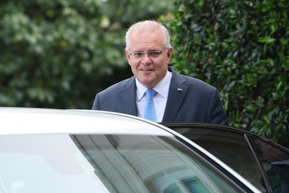 The Prime Minister leaves Government House.