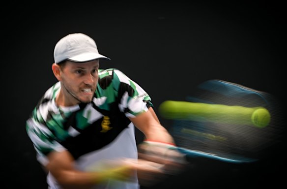 James Duckworth of Australia pushed Frenchman Adrian Mannarino during his round 1 match before losing in five sets.