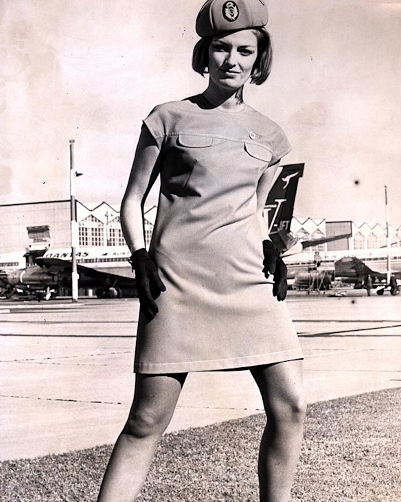 Deidre Graham models the Qantas Airways uniform 1969-71.
