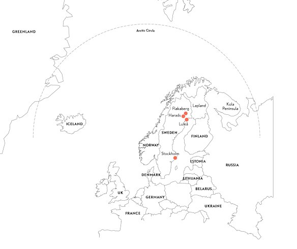 Map of Swedish Lapland.