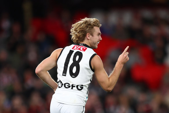 It’s that way to September: Jason Horne-Francis celebrates a goal.