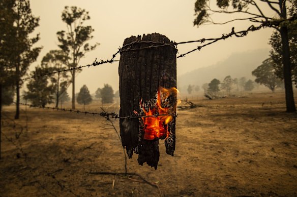 Destruction from the Currowan fire on Tallowa Dam Rd in Kangaroo Valley. 