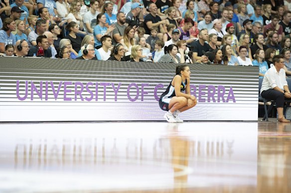 The Capitals' Maddison Rocci waits to be subbed in.
