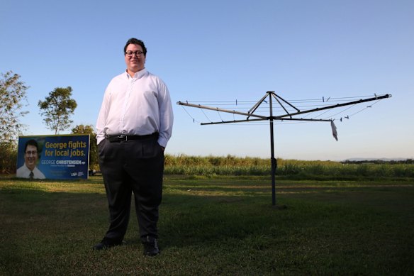 Mr Christensen in his parent's backyard near Mackay.