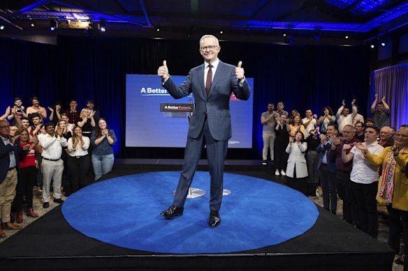Opposition Leader Anthony Albanese during the Labor Campaign Rally at the Howard Smith Wharves in Brisbane, Queensland.