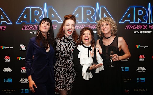 All Our Exes Live In Texas pose with the ARIA award for Best Blues &amp; Roots Album at the 31st ARIA Awards at The Star, in Sydney.