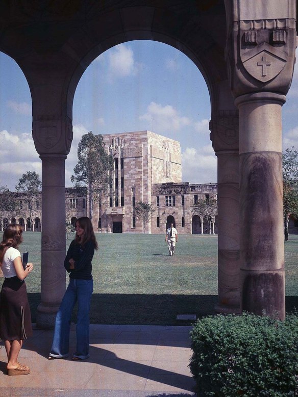 Looking through the cloisters into the Great Court in 1982.