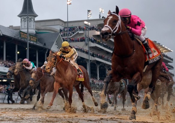 Second best: Luis Saez on Maximum Security leads Flavien Prat on Country House in the Kentucky Derby.