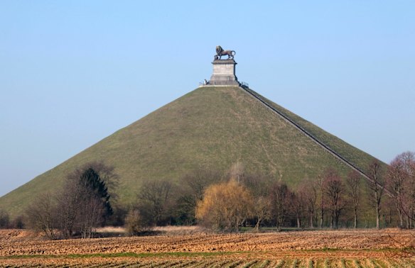 The "Butte du Lion" (The Lion's Mound) commemorating the Battle at Waterloo, Walloon Brabant, Belgium.