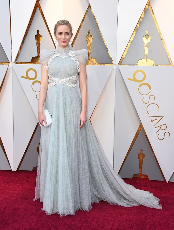Emily Blunt arrives at the Oscars.