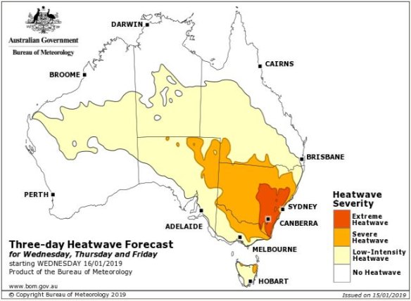 Sydney is expected to feel the brunt of the heat on Friday as temperatures peak.