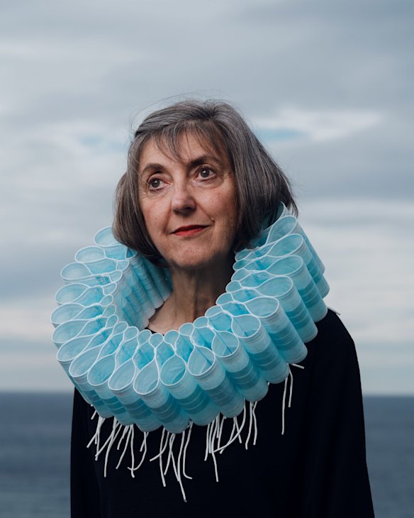 Sydney-based artist and designer Ruth Downes has created a wearable collar out of disposable face masks, commenting on the exponential rise of single use plastic products going into landfill as a result of the COVID-19 pandemic. Ruth plays with how these could be reappropriated to avoid this waste, while looking at what effect the pandemic is having on the environment.

Northern Beaches Environmental Art and Design Prize - winners to be announced after lockdown - includes a range of artists commenting on covid waste, and other issues.

