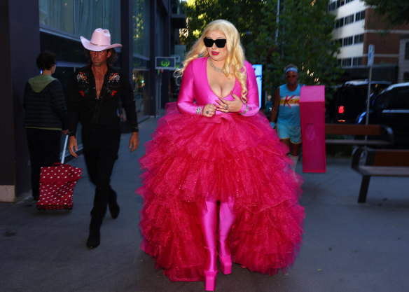 Barbie wants to party: Francesca Packer Barham on the way to her 28th birthday party in Potts Point in November with her new beau, controversial entrepreneur Robert Bates.