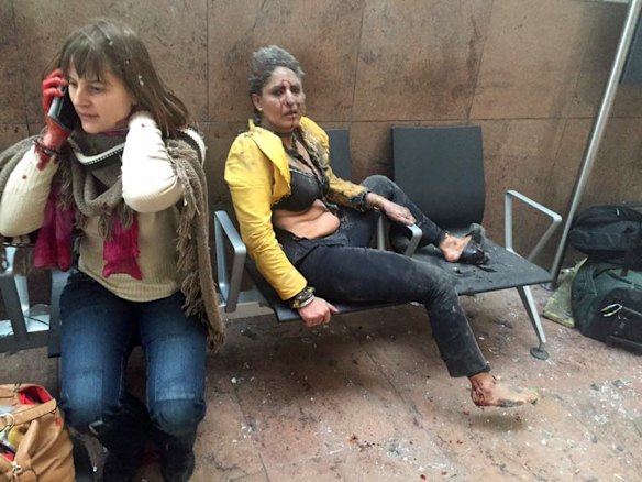 Two women wounded in Brussels Airport in Brussels, Belgium.