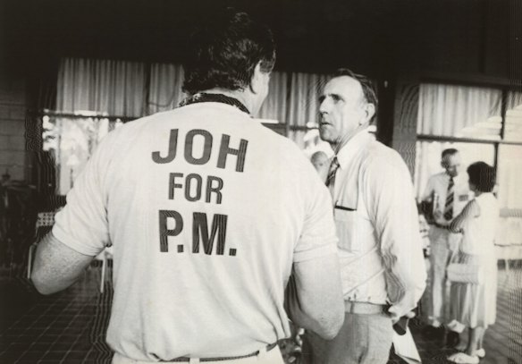 A “Joh for PM” T-shirt worn by a National Party delegate in the 1980s.